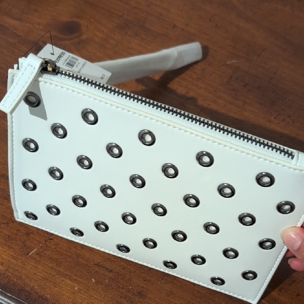 Express White Studded Clutch
